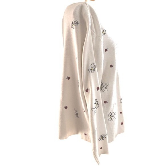 Cascade Blues Sweater Cardigan XL Ladybug Floral Embroidered Gingham Buttons - Picture 3 of 11